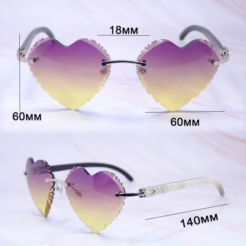 Heart-Shaped Carti White and Black Buff ( Diamond-Cut/ Purple and Tan Tint)