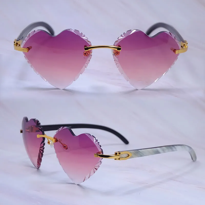 Heart-Shaped Carti White and Black Buff ( Diamond-Cut/ Purple Tint)