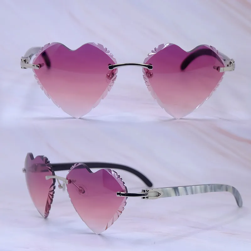 Heart-Shaped Carti White and Black Buff ( Diamond-Cut/ Purple Tint)