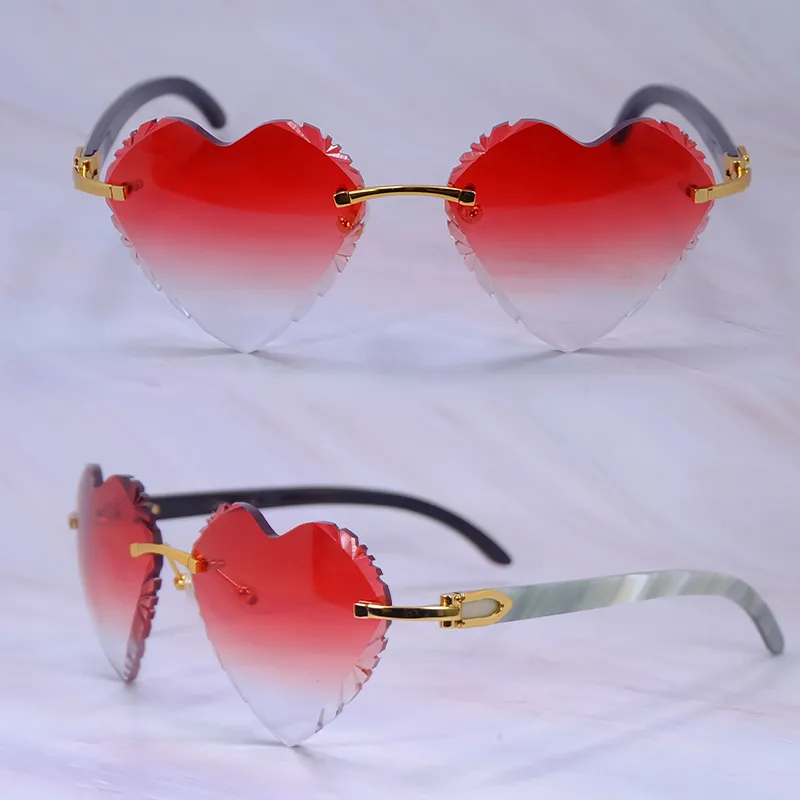 Heart-Shaped Carti White and Black Buff ( Diamond-Cut/ Red Tint)