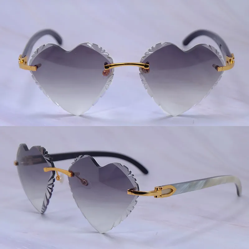Heart-Shaped Carti White and Black Buff ( Diamond-Cut/ Black Tint)