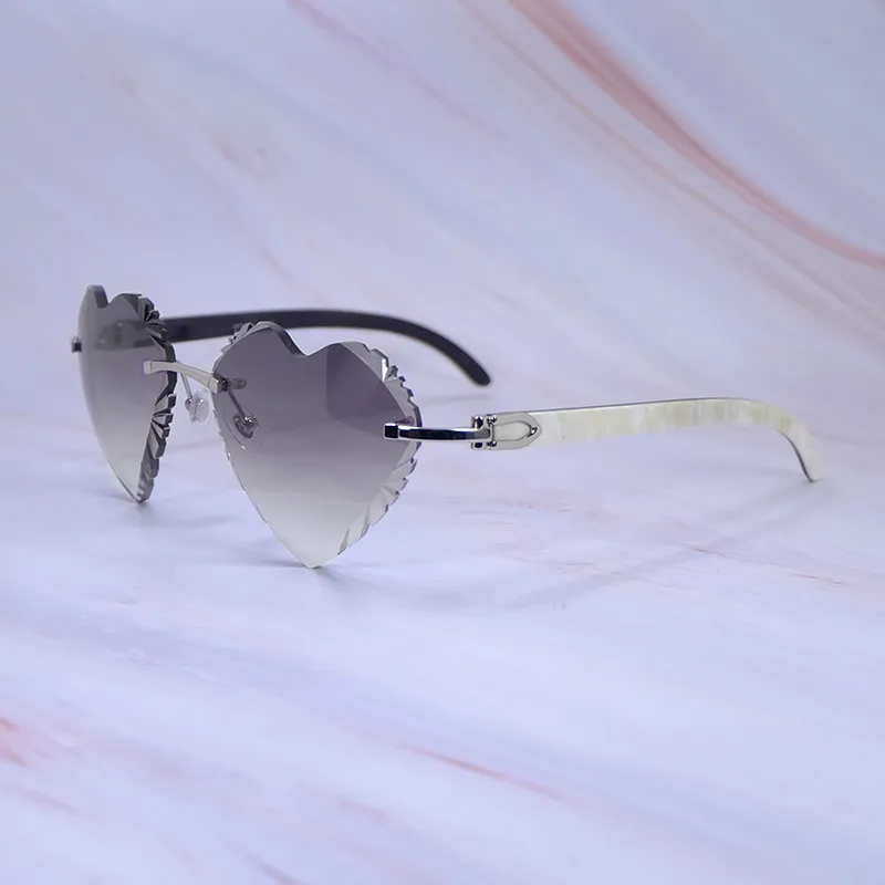 Heart-Shaped Carti White and Black Buff ( Diamond-Cut/ Black Tint)