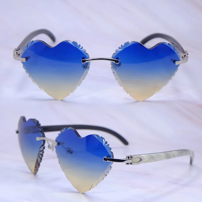 Heart-Shaped Carti White and Black Buff ( Diamond-Cut/ Blue and Tan Tint)