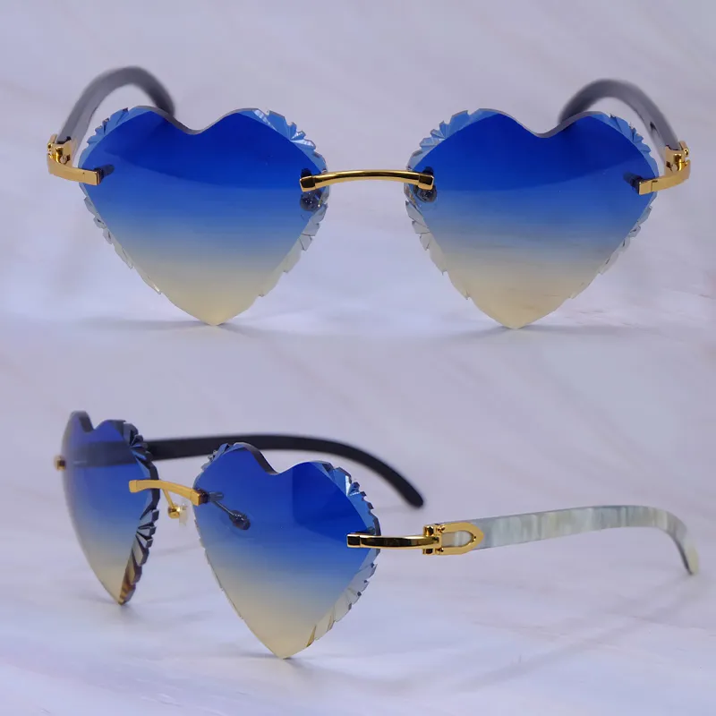 Heart-Shaped Carti White and Black Buff ( Diamond-Cut/ Blue and Tan Tint)