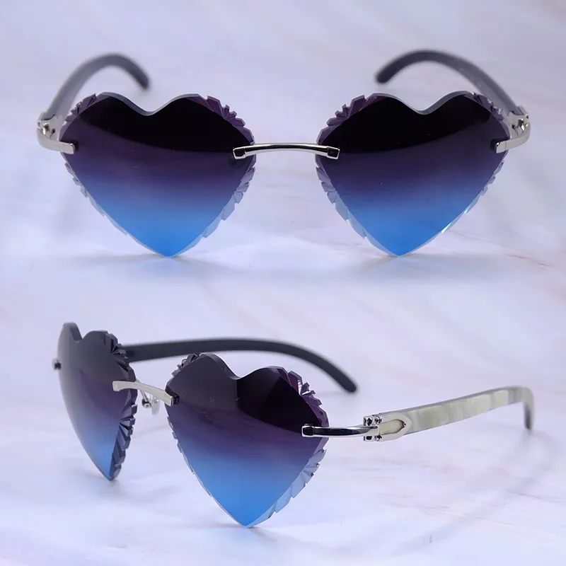 Heart-Shaped Carti White and Black Buff ( Diamond-Cut/ Blue Tint)
