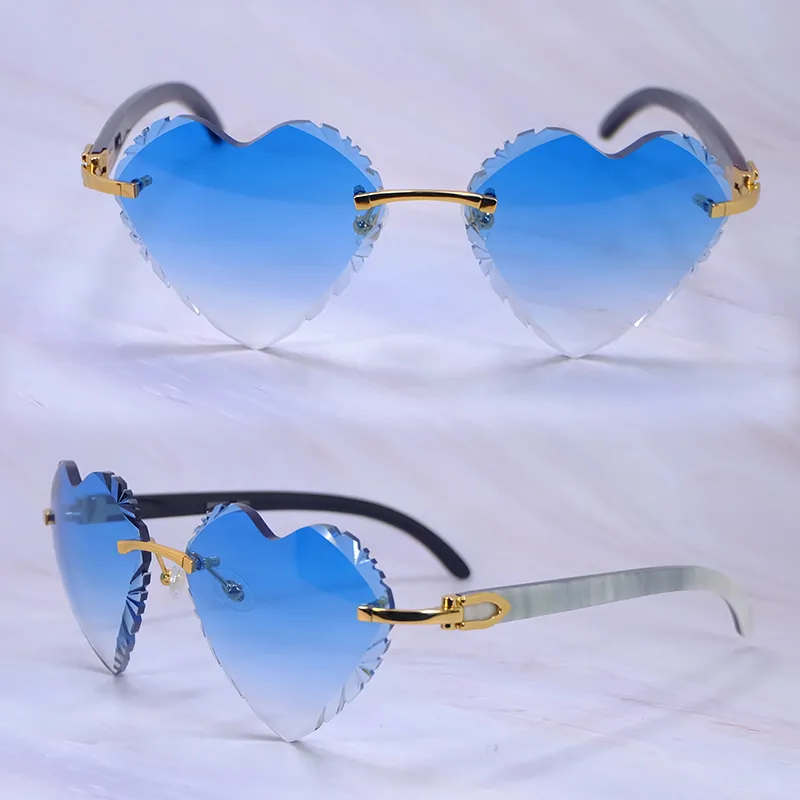 Heart-Shaped Carti White and Black Buff ( Diamond-Cut/ Light Blue Tint)