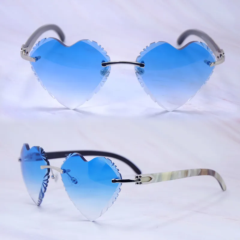 Heart-Shaped Carti White and Black Buff ( Diamond-Cut/ Light Blue Tint)