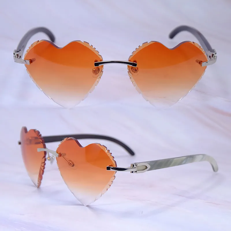 Heart-Shaped Carti White and Black Buff ( Diamond-Cut/Orange Tint)