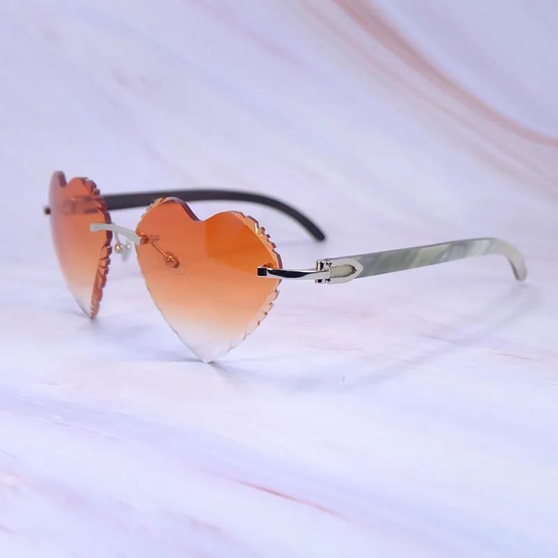 Heart-Shaped Carti White and Black Buff ( Diamond-Cut/Orange Tint)