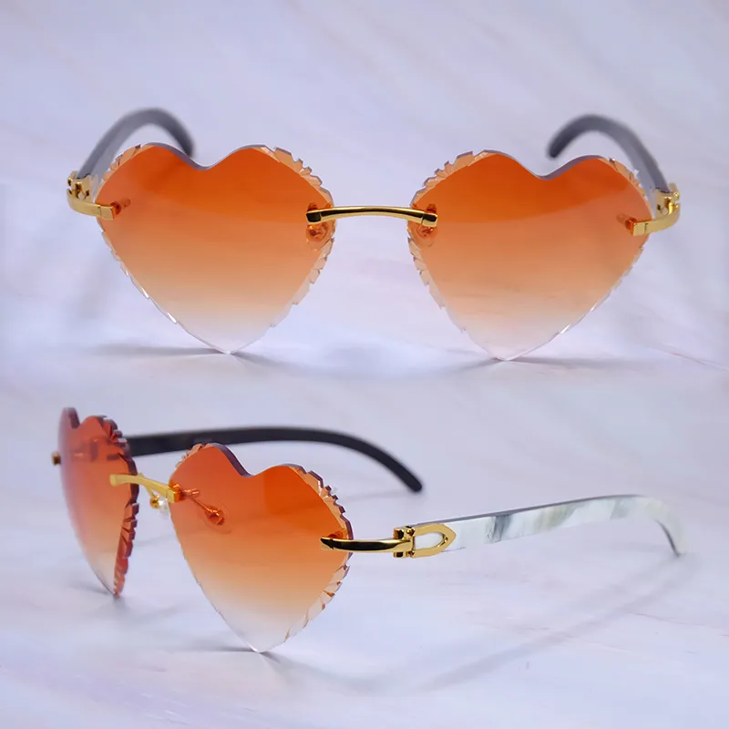 Heart-Shaped Carti White and Black Buff ( Diamond-Cut/Orange Tint)