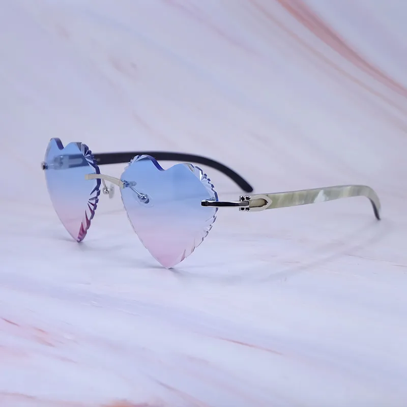 Heart-Shaped Carti White and Black Buff ( Diamond-Cut/ Blue and Pink Tint)