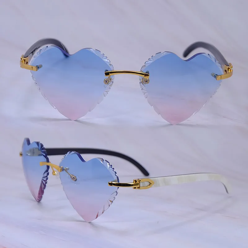 Heart-Shaped Carti White and Black Buff ( Diamond-Cut/ Blue and Pink Tint)