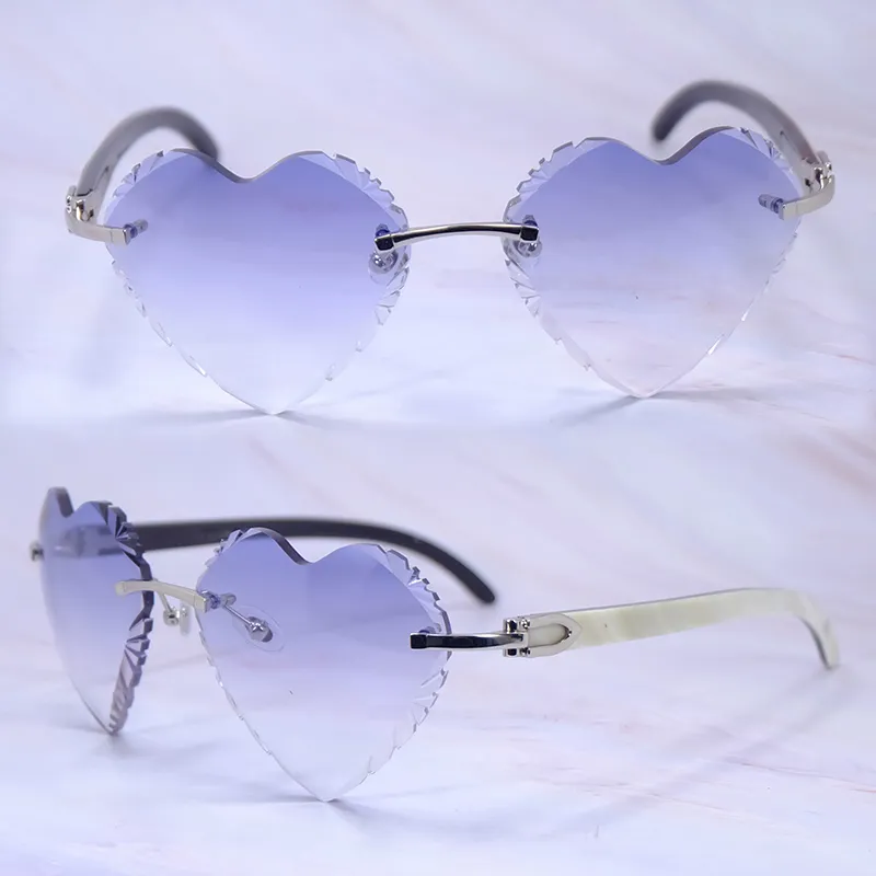 Heart-Shaped Carti White and Black Buff ( Diamond-Cut/Lavender Tint)