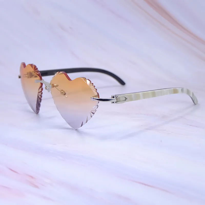 Heart-Shaped Carti White and Black Buff ( Diamond-Cut/Orange and Purple Tint)