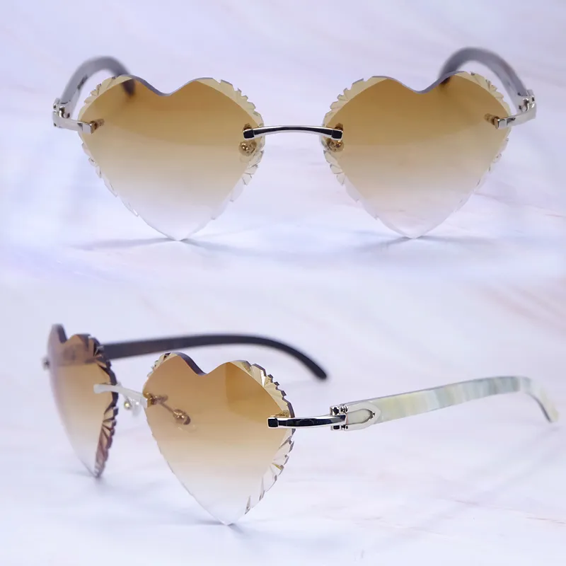 Heart-Shaped Carti White and Black Buff ( Diamond-Cut/ Brown Tint)