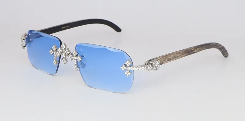 Triple Cross White Moissanite Diamonds Carti Mixed Black Buffs (Diamond Cut/ Blue Tint)