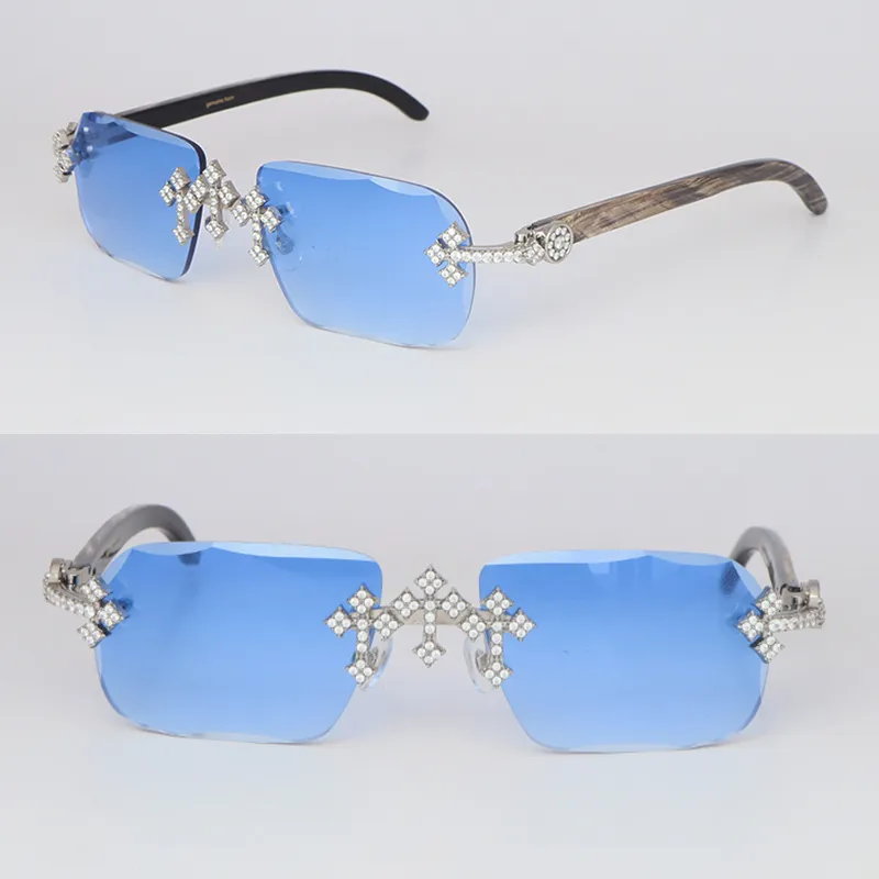 Triple Cross White Moissanite Diamonds Carti Mixed Black Buffs (Diamond Cut/ Blue Tint)