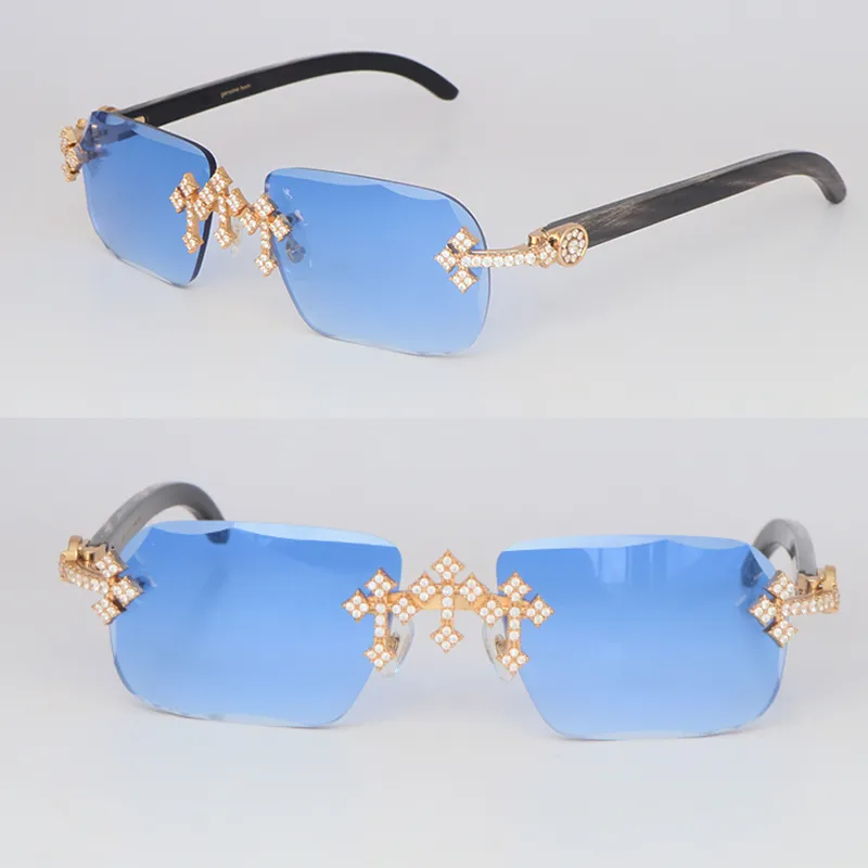 Triple Cross White Moissanite Diamonds Carti Mixed Black Buffs (Diamond Cut/ Blue Tint)