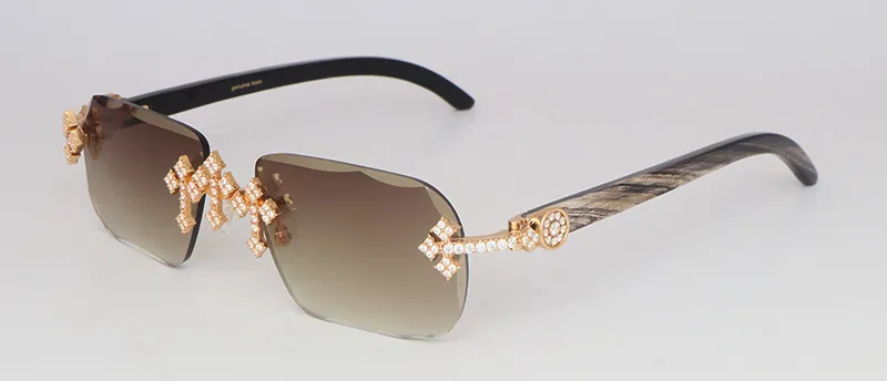 Triple Cross White Moissanite Diamonds Carti Mixed Black Buffs (Diamond Cut/ Brown Tint)