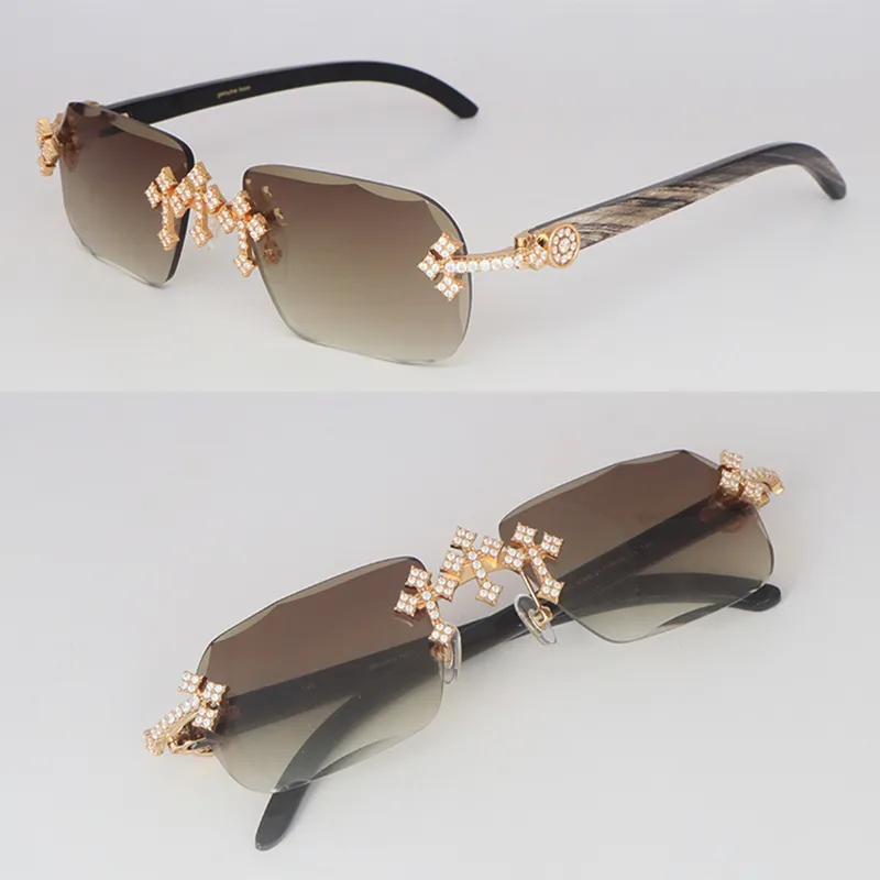 Triple Cross White Moissanite Diamonds Carti Mixed Black Buffs (Diamond Cut/ Brown Tint)