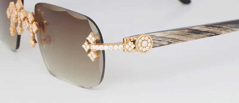 Triple Cross White Moissanite Diamonds Carti Mixed Black Buffs (Diamond Cut/ Brown Tint)