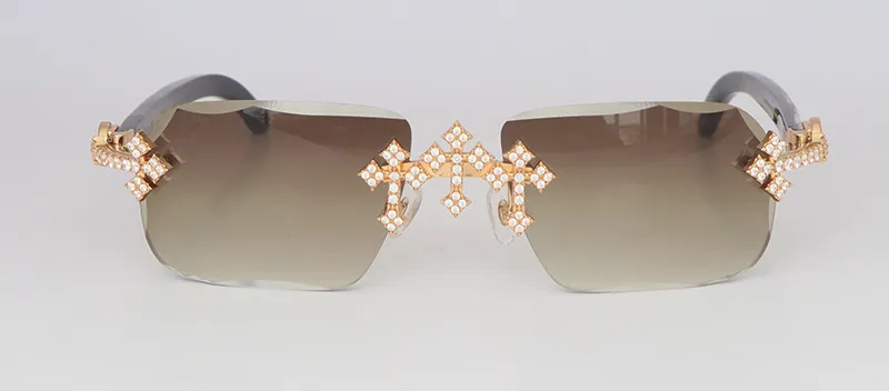 Triple Cross White Moissanite Diamonds Carti Mixed Black Buffs (Diamond Cut/ Brown Tint)