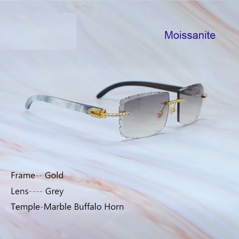 Diamond Cut Carti Marble White and Black Buffs with White Moissanite Diamonds (Black Tint)