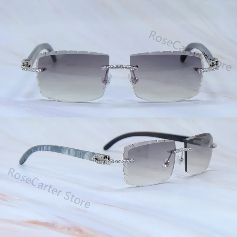 Diamond Cut Carti Marble White and Black Buffs with White Moissanite Diamonds (Black Tint)