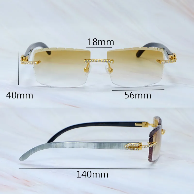 Diamond Cut Carti Marble White and Black Buffs with White Moissanite Diamonds (Brown Tint)