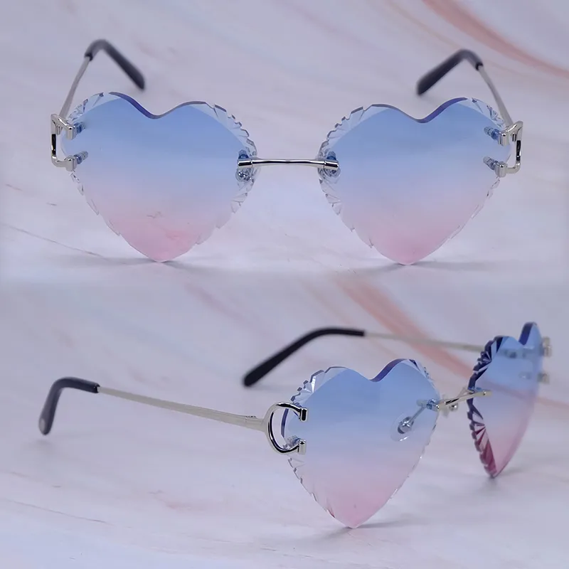 Heart Shaped Carti Big C Wires (Diamond Cut /Blue and Pink Tint)