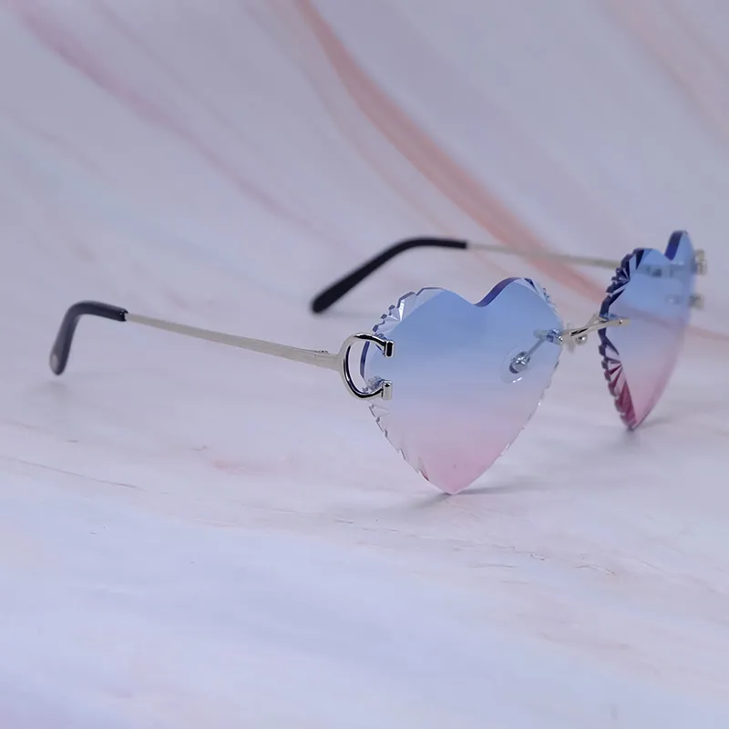 Heart Shaped Carti Big C Wires (Diamond Cut /Blue and Pink Tint)
