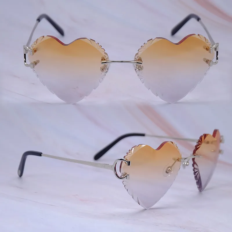 Heart Shaped Carti Big C Wires (Diamond Cut /Orange and Purple Tint)