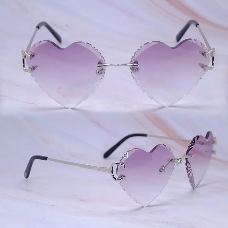 Heart Shaped Carti Big C Wires (Diamond Cut /Pink Tint)