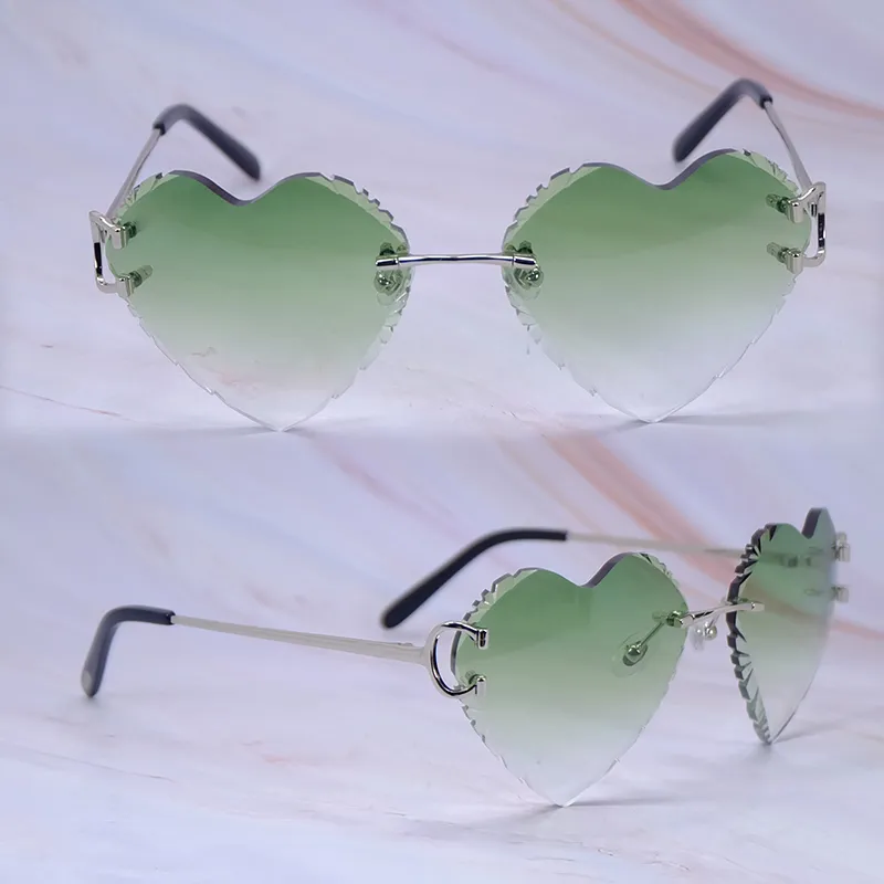 Heart Shaped Carti Big C Wires (Diamond Cut /Green Tint)