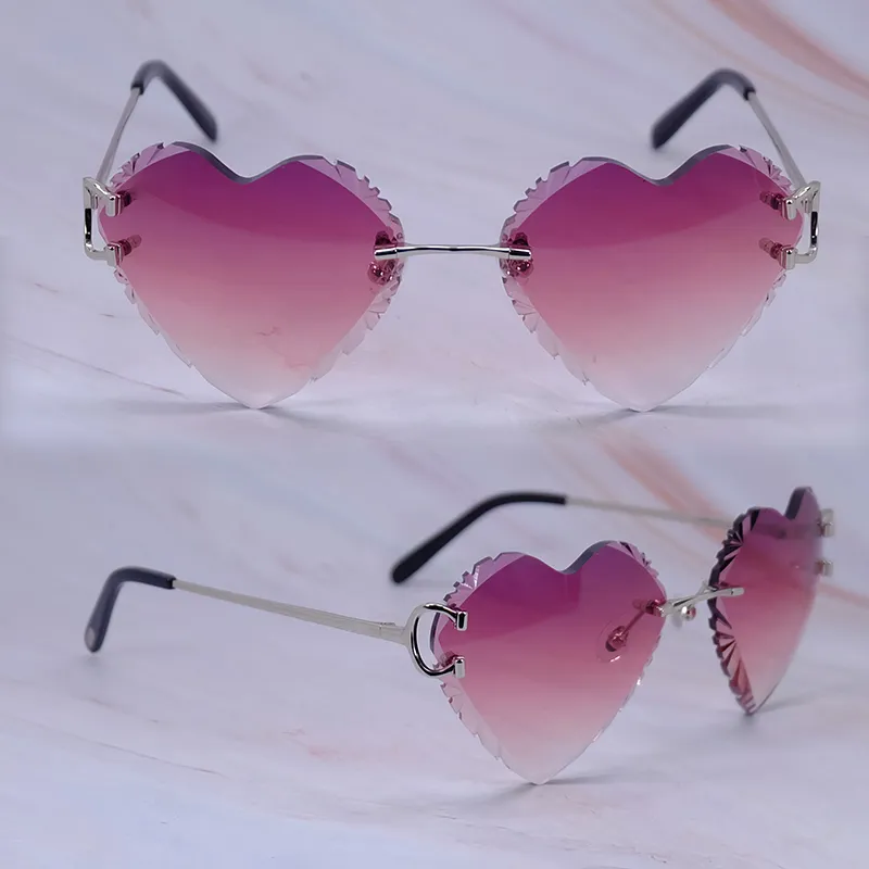 Heart Shaped Carti Big C Wires (Diamond Cut /Purple Tint)