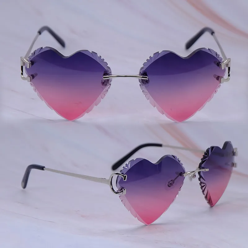 Heart Shaped Carti Big C Wires (Diamond Cut /Purple and Pink Tint)