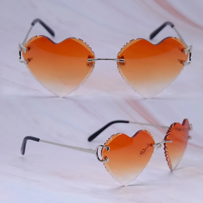 Heart Shaped Carti Big C Wires (Diamond Cut /Orange Tint)