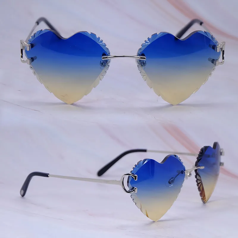 Heart Shaped Carti Big C Wires (Diamond Cut /Blue and Tan Tint)