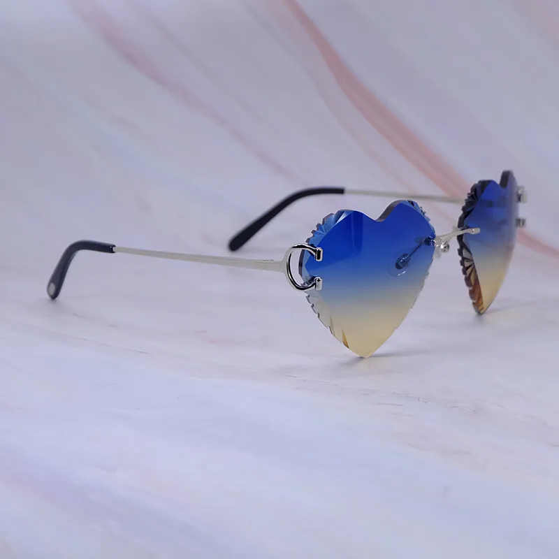 Heart Shaped Carti Big C Wires (Diamond Cut /Blue and Tan Tint)