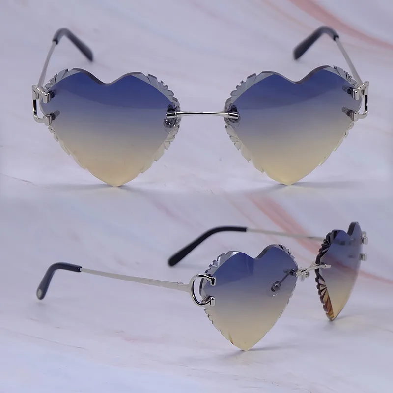 Heart Shaped Carti Big C Wires (Diamond Cut /Dark Blue and Tan Tint)