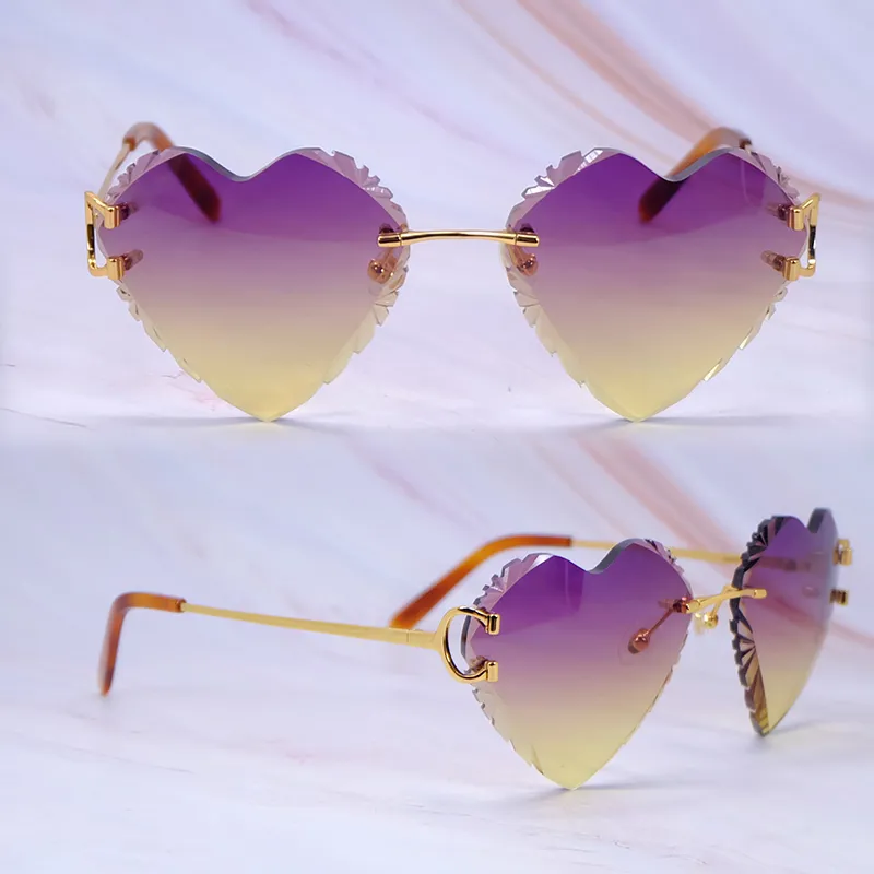Heart Shaped Carti Big C Wires (Diamond Cut /Purple and Tan Tint)