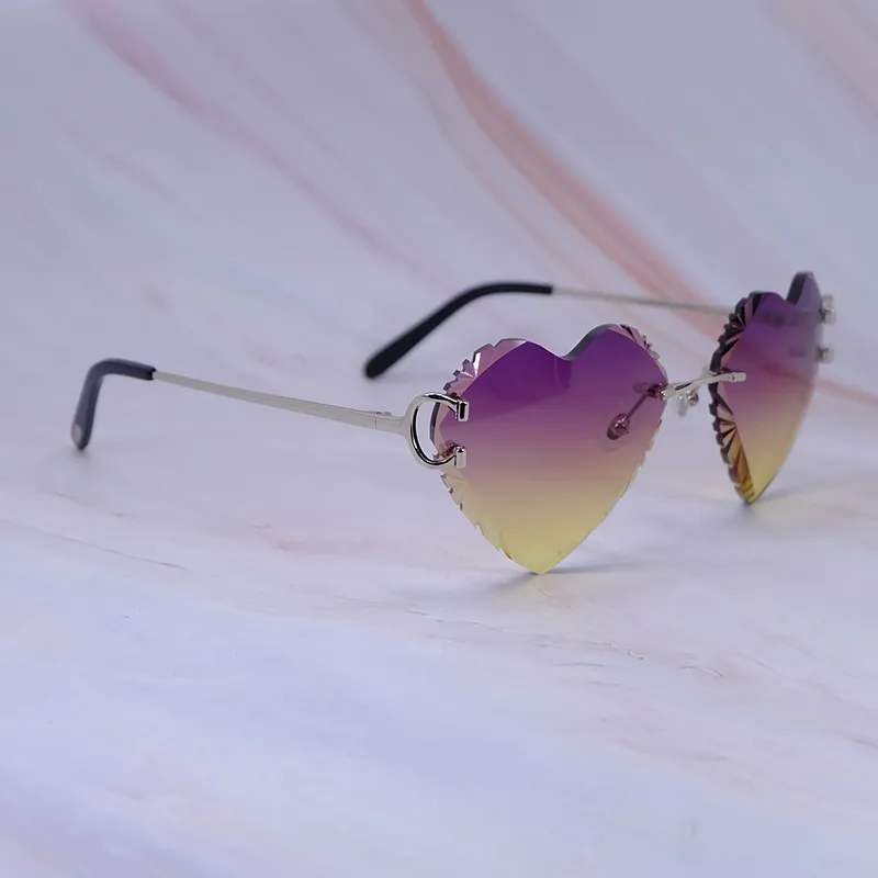 Heart Shaped Carti Big C Wires (Diamond Cut /Purple and Tan Tint)
