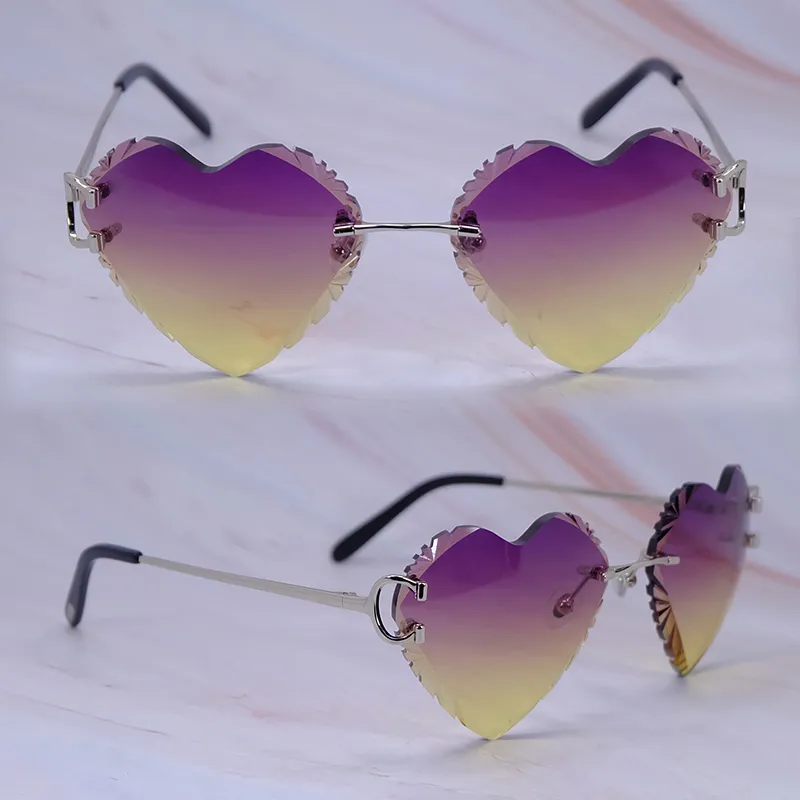 Heart Shaped Carti Big C Wires (Diamond Cut /Purple and Tan Tint)