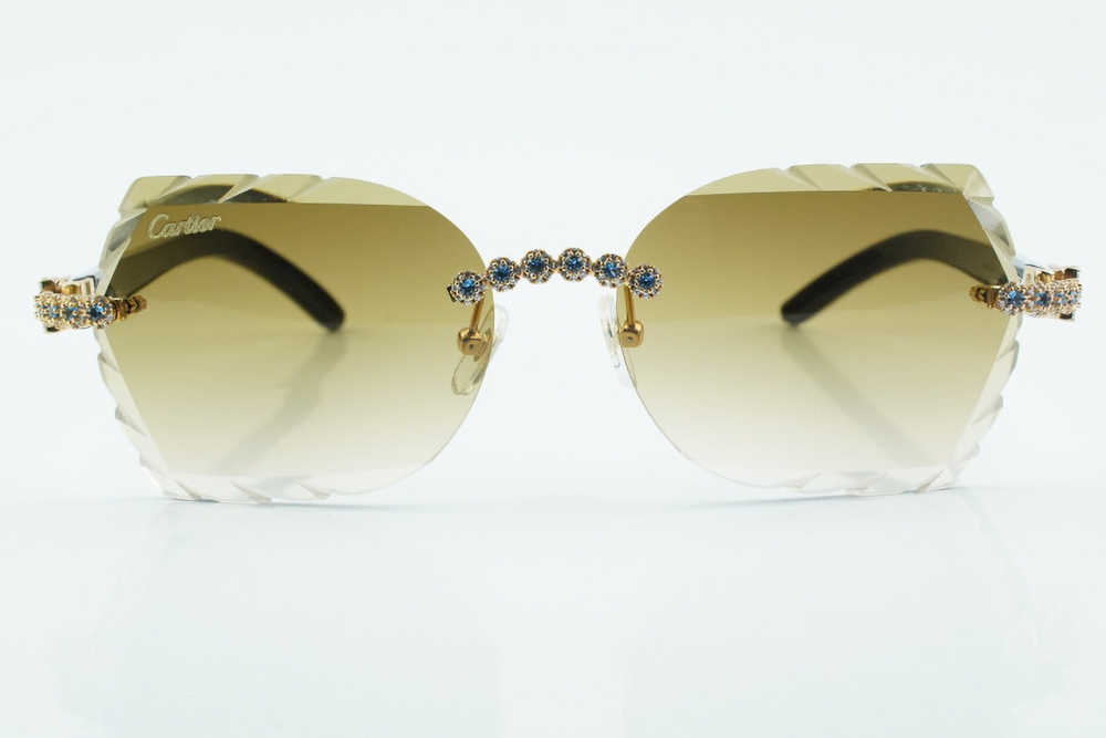 Custom Carti White and Black Buffs – Diamond Cut Brown Butterfly Lens | White and Black Buffalo Horn | Crystal Flower Frame