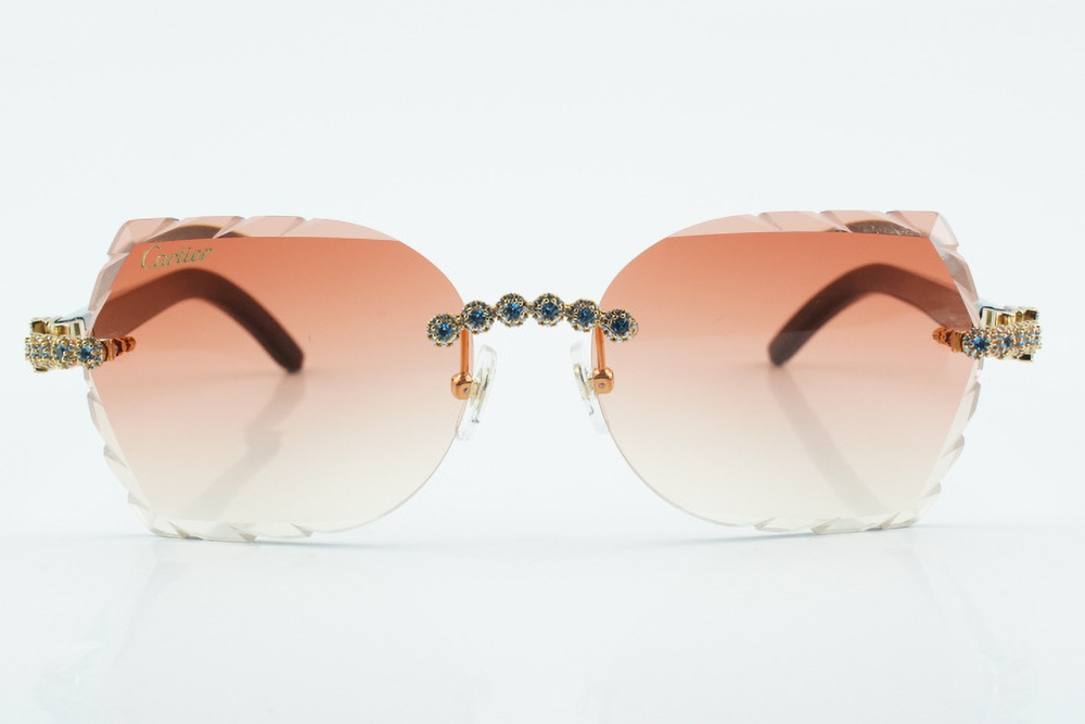 Custom Carti All Black Buffs – Diamond Cut Red Butterfly Lens | Black Buffalo Horn | Crystal Flower Frame