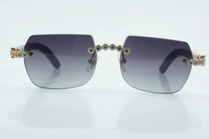 Custom Carti Buffs – Purple Wood Arms with Black Tint Lenses | Gold/Silver Frame & Crystal Flower Detailing