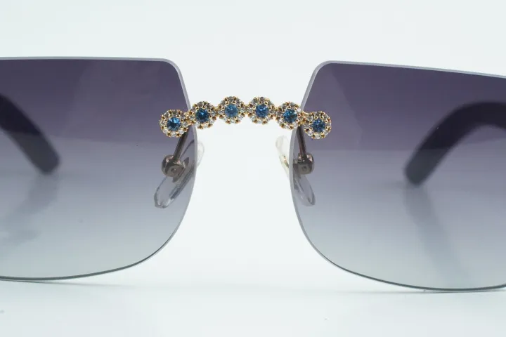 Custom Carti Buffs – Purple Wood Arms with Black Tint Lenses | Gold/Silver Frame & Crystal Flower Detailing