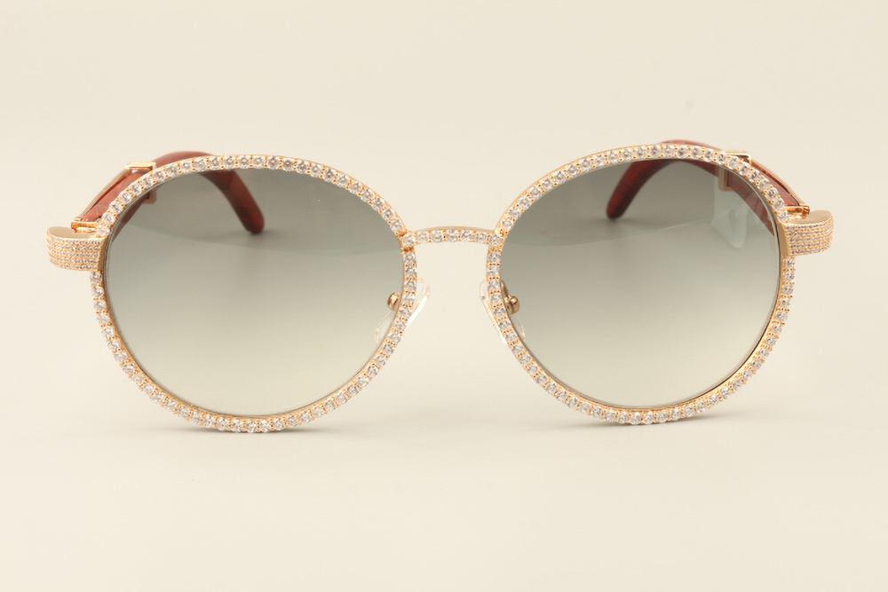 Custom Carti Aviator Buffs – Black Tint Lens | Wood Arms with Gold/Silver Frame & Full Crystal Detailing