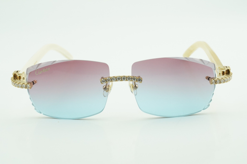 White Moissanite Diamond Carti All White Buffs (Diamond Cut/Purple and Blue Tint)