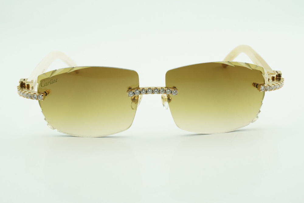 White Moissanite Diamond Carti All White Buffs (Diamond Cut/ Brown Tint)